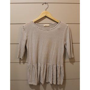 Striped Black & White Loose Peplum Top